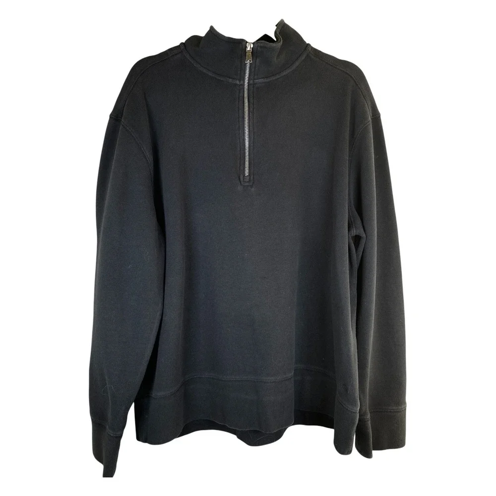 Banana Republic Quarter Zip Pullover Mens XL Black Excellent Cotton Blend Mock